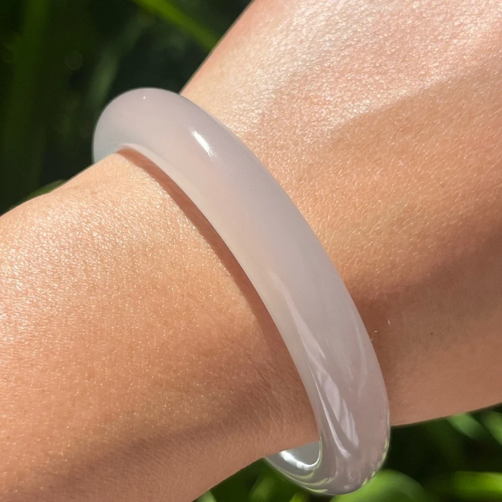 60.5mm‎ inner diameter grayish blue agate bangle 0153